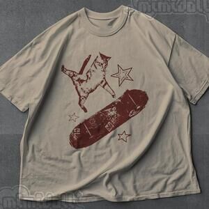 Skateboard Cat Y2K Shirt 90S Aesthetic Kitten Y2K Tshirt